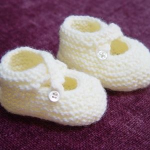 Hand knitted Baby Booties Cream